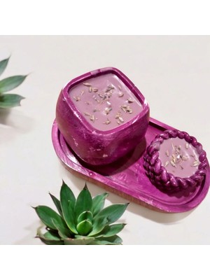 Celestia El Yapımı Lavanta Kokulu Dekorarif Mum Seti