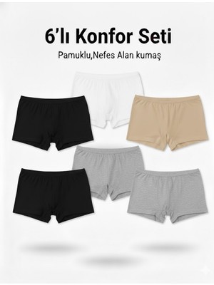 Woan Bayan Boxer 6’lı Set Pamuklu, Nefes Alan ve Yumuşak Dokulu Iç Giyim