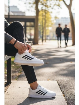 Enoch Erkek Dörtlü Şerit Detaylı Düz Tabanlı Günlük Spor Ayakkabı Sneaker