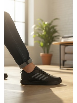 Enoch Erkek Dörtlü Şerit Detaylı Düz Tabanlı Günlük Spor Ayakkabı Sneaker