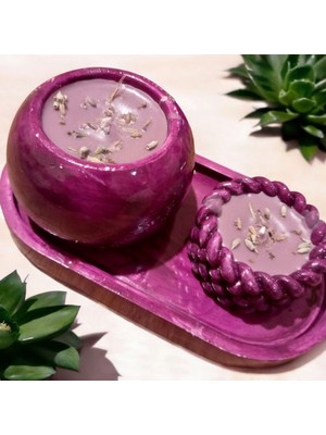 Celestia Lavanta Kokulu Dekoratif Mum Seti