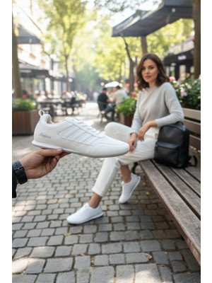 Enoch Erkek El Yazısı Detaylı Üçlü Şeritli Günlük Spor Ayakkabı Sneaker