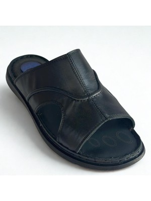 Kardeşler SHOE Erkek Gerçek Hakiki Deri Ortapedik Hafif Günlük Siyah Terlik