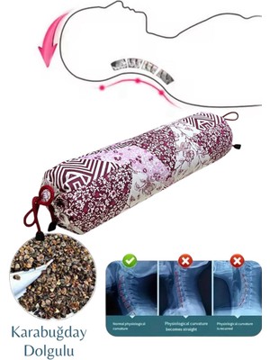 Narespor Karabuğday Dolgulu Boyun Yastığı, Silindir Boyun Masaj Yastığı, Karabuğday Yoga Yastığı, Bolster