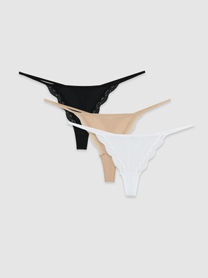 Lc Waikiki Yeni Sezon Dantel Detaylı Tanga Külot 3'lü