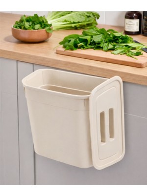 Ovio Ev Yaşam 7 Lt Mutfak Tezgah Üstü ve Dolap Askılı Çöp Kovası Askılı Atık Kutusu