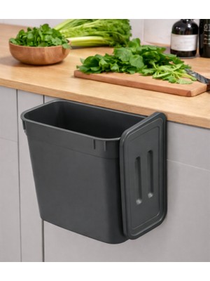 Ovio Ev Yaşam 7 Lt Mutfak Tezgah Üstü ve Dolap Askılı Çöp Kovası Askılı Atık Kutusu