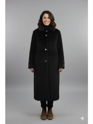 Derinsu Kadın Büyük Beden Astarlı Tüylü Kaban