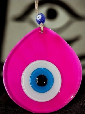 Nexgen Orta Boy Şeffaf Pembe Damla Desen Nazar Boncuklu Duvar Dekoru Cam Duvar Süsü MCHD-RSETT34