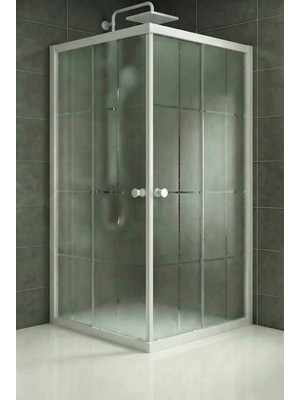 Durul Duşakabin Kare Beyaz Karomat Desen Yükseklik 180CM