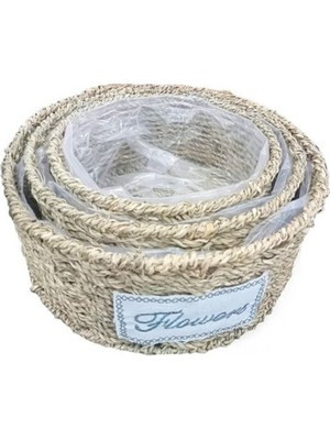 Nexgen Yuvarlak Doğal Hasır Saksı Seti - 3'lü MCHD-RSETT34