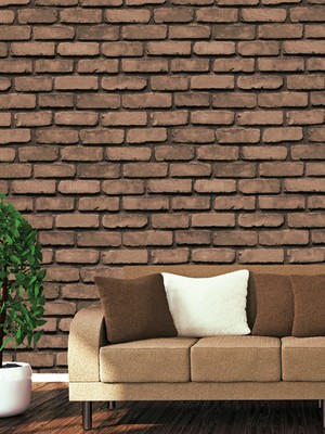 Golden DUVAR KAĞIDI - BORDÜR 3D Eskitme Tuğla Görünümlü 5.2m² Silinebilir Nonwoven Dekoratif Duvar Kağıdı