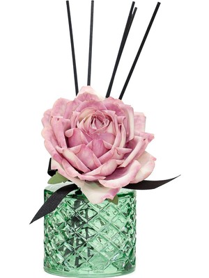 Missi Kristal Gül Serisi- Yeşil Cam/white Jasmine Oda Kokusu