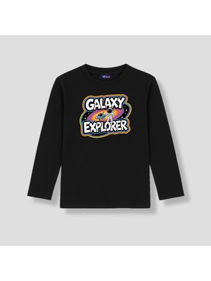 Mixxi Fashion Galaksi Kaşifi Astronot Galaxy Explorer Uzay Baskılı Uzun Kollu Unisex Çocuk Tişört (4-13 Yaş)