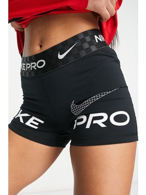 Nike Dri Fit Training Pro Graphic 3" Womens Shorts Kadın Tayt Şort Siyah