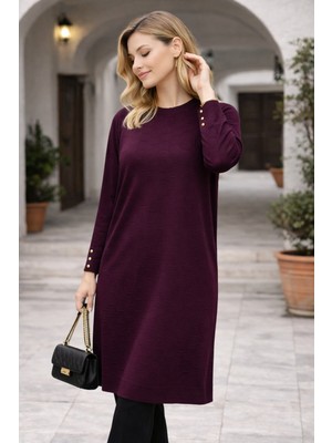 Kadın Mevsimlik Petek Desen Uzun Büyük Beden Triko Kazak