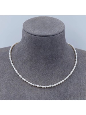 Taşmir Sertifikalı Aaa Kalite Gerçek Doğal Arpa Inci Kolye - Paslanmaz Çelik Aparat