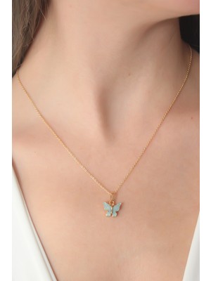 Twin Store Gold Renk Su Yeşili Figür Kadın Kolye