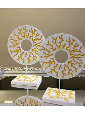 Akua Modern Mercan Desenli Ikili Dekoratif Biblo Seti