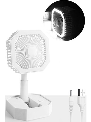 Gampus Taşınabilir Şarjlı Portatif Fan Soğutucu LED Işıklı Güçlü Soğutucu Ofis Ev Sessiz Fan