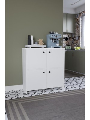 Kzy Mobilya Reina Çok Amaçlı Dolap-Beyaz Kahve Köşesi Mutfak,banyo,balkon,kiler Dolabı