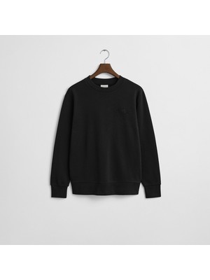 Gant Erkek Siyah Regular Fit Bisiklet Yaka Sweatshirt