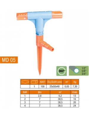 Steplya 2 Yönlü &amp; T Normal Sprink Fıskiye  1126778