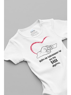 Overoz Benim Bir Kahramanım Var Ben Ona Baba Diyorum Baskılı Beyaz Bebek Body Zıbın 5175