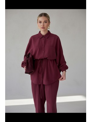 Molly Nelly Kadın Düğmeli Modal Pantolon Gömlekli Takım