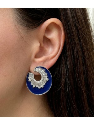 missamori 925 Ayar Gümüş Zirkon Taşlı Mineli Eclipse Küpe