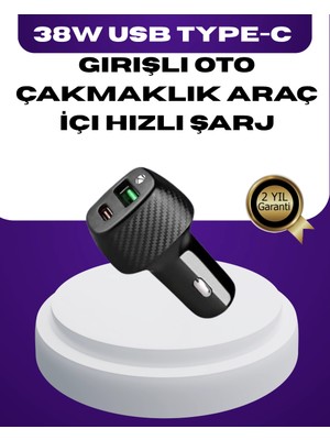 Shopwave Dila 38W Çift Çıkışlı Araç Şarj Cihazı – Type-C ve USB Pd Destekli 115524