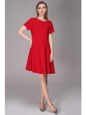 Journey Kayık Yaka-Kısa Kollu, Parçalı Mini Elbise