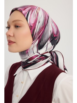 Schaless Altın Zambak - Bordo- %100 Ipek Twill Eşarp - 90X90 cm