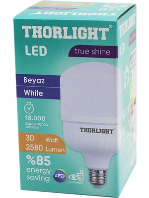 Shopwave Dila Thorlıght T-30B  30W  E27 Torch T-Shape  Beyaz  LED Ampul  2580 Lumen - 6400K - 18000 Saat - 28