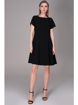 Journey Kayık Yaka-Kısa Kollu, Parçalı Mini Elbise