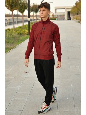 Remsa Spor Likralı Penye Erkek Eşofman Takımı 6711 Bordo