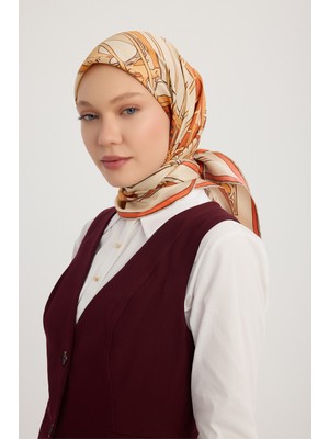 Schaless Sessiz Yükselim - Oranj - %100 Ipek Twill Eşarp - 90X90 cm