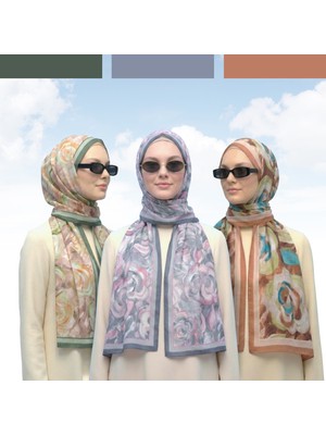 Kamer Scarf Soft Pamuk Desenli Şal Canvas Serisi 3lü Paket