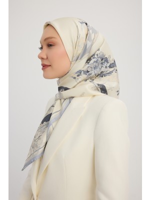 Schaless Rapsodi - Indigo - %100 Ipek Twill Eşarp - 90X90 cm