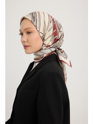 Schaless Sessiz Yükselim - Bordo - %100 Ipek Twill Eşarp - 90X90 cm