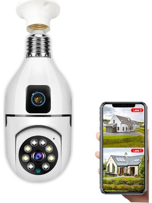 Steplya Çift Lensli Duy Girişli Kablosuz Ampul Kamera  1126778