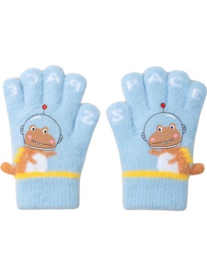 Petityu Space Uzaylı Dino Sıcacık Tutan Örme Şirin Eldiven 3-6 Yaş