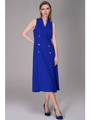 Journey Kruvaze-Kolsuz, Düğmeli Yırtmaçlı, Elbise