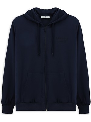 Kiğılı Kapüşonlu Regular Fit Fermuarlı Baskılı Pamuklu Sweatshirt