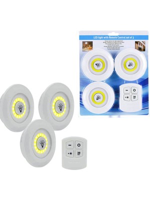 Shopwave Dila 3lü Uzaktan Kumandalı Yapışkanlı Kablosuz LED Spot Lambalar (5047) 115524