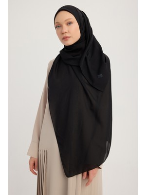 A4801 Büyük Şifon Eşarp 140X140 - Siyah