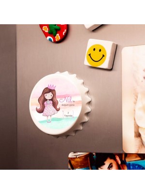 Çılgıntrend Kişiye Özel Kız Çocuk Doğum Günü Açacak Magnet – Prenses Temalı Buzdolabı Açacağı (10 Adet)
