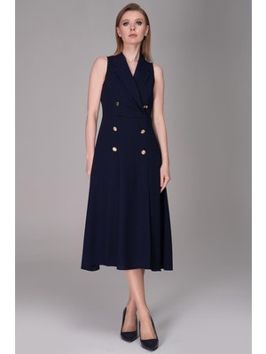 Journey Kruvaze-Kolsuz, Düğmeli Yırtmaçlı, Elbise