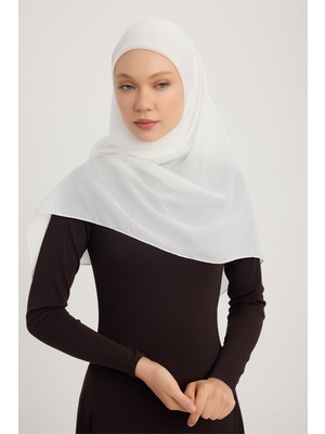 A2801 Büyük Şifon Eşarp 120X120 - Beyaz