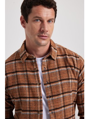 Tudors Erkek Slim Fit Dar Kesim Kareli Kışlık Oduncu Gömlek